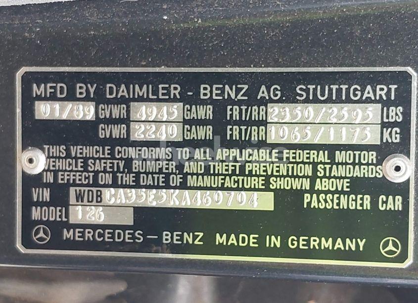 Photo 9 of 1989 Mercedes-benz 420 SEL (VIN WDBCA35E5KA460704)