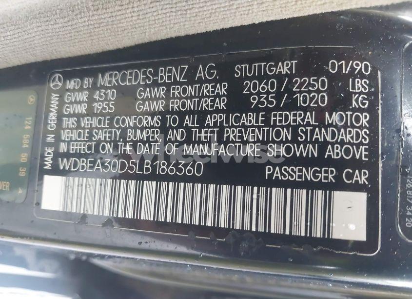 Photo 9 of 1990 Mercedes-benz 300 E (VIN WDBEA30D5LB186360)