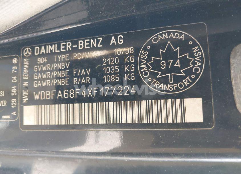 Photo 9 of 1999 Mercedes-benz Sl 500 (VIN WDBFA68F4XF177224)