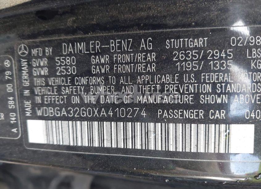 Photo 9 of 1999 Mercedes-benz S 320 (VIN WDBGA32G0XA410274)