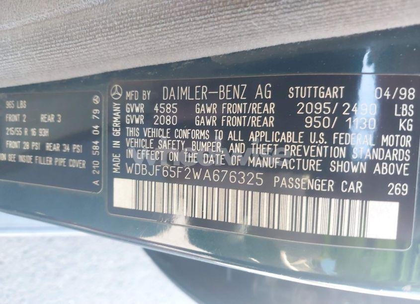 Photo 9 of 1998 Mercedes-benz E 320 (VIN WDBJF65F2WA676325)