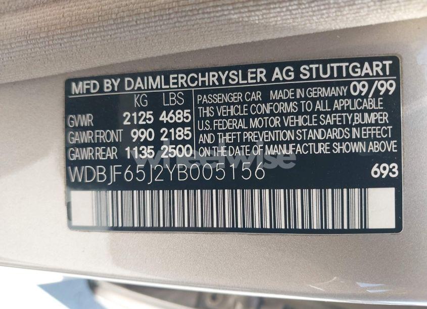Photo 9 of 2000 Mercedes-benz E 320 (VIN WDBJF65J2YB005156)