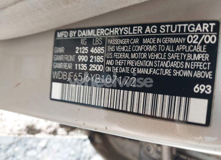 Photo 9 of 2000 Mercedes-benz E 320 (VIN WDBJF65J6YB107172)