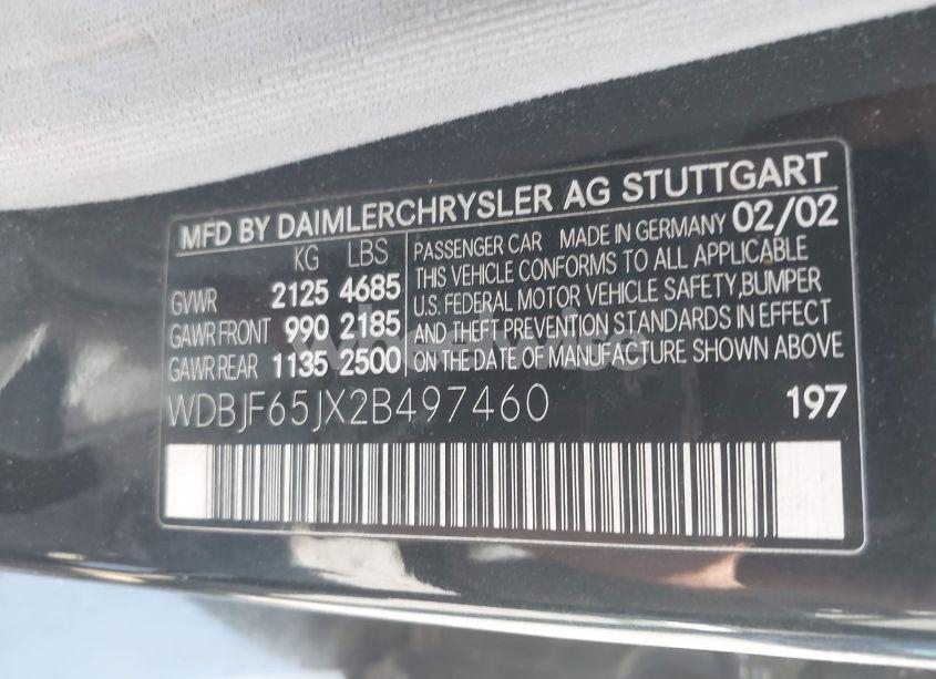 Photo 9 of 2002 Mercedes-benz E 320 SPECIAL EDITION (VIN WDBJF65JX2B497460)