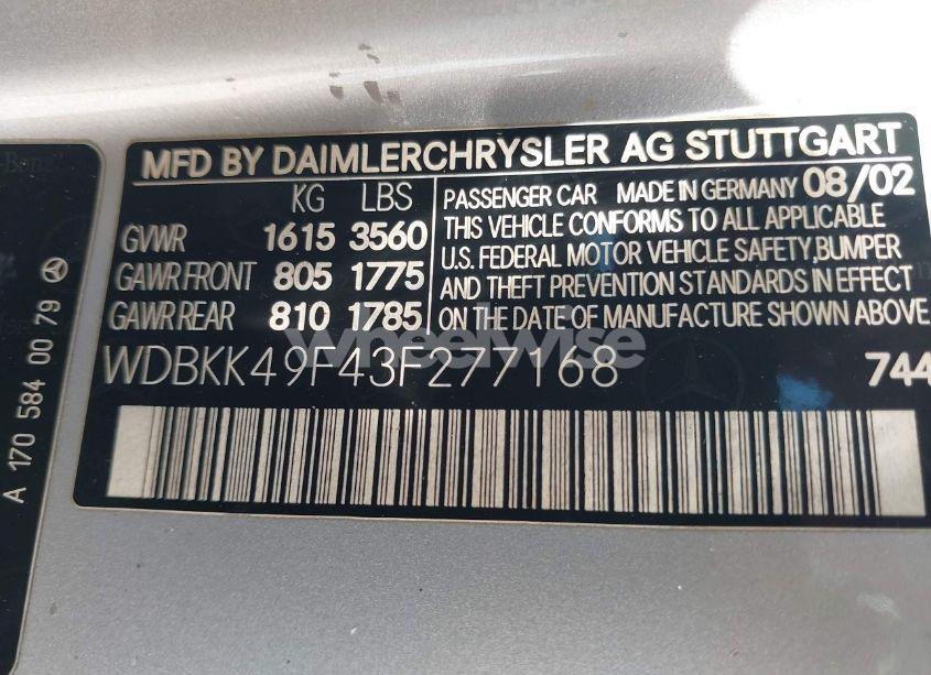 Photo 9 of 2003 Mercedes-benz Slk 230 KOMPRESSOR (VIN WDBKK49F43F277168)