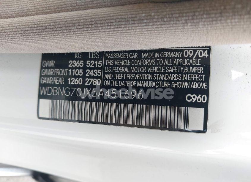 Photo 9 of 2005 Mercedes-benz S 430 (VIN WDBNG70JX5A451696)