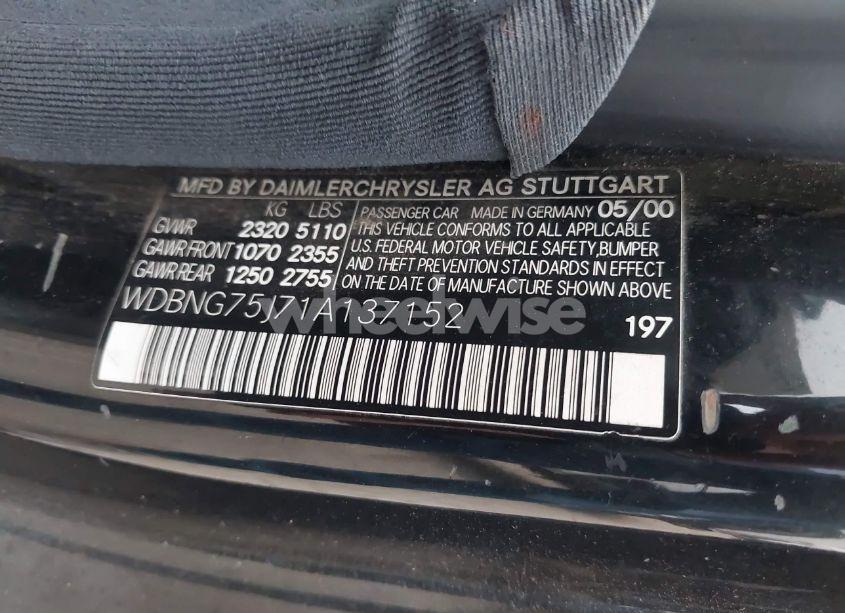 Photo 9 of 2001 Mercedes-benz S 500 (VIN WDBNG75J71A137152)