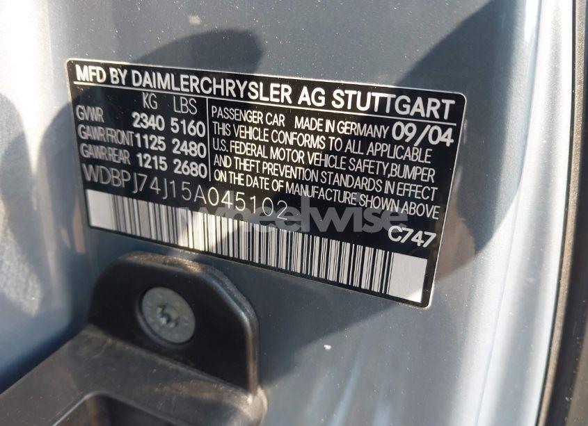 Photo 9 of 2005 Mercedes-benz Cl 55 AMG (VIN WDBPJ74J15A045102)