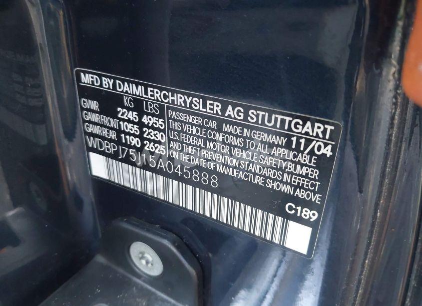 Photo 9 of 2005 Mercedes-benz Cl 500 (VIN WDBPJ75J15A045888)