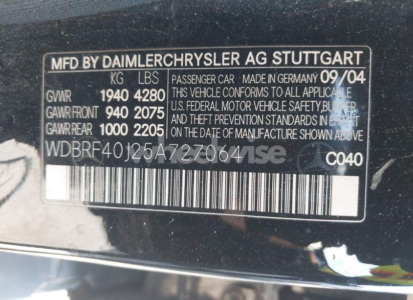 Photo 9 of 2005 Mercedes-benz C 230 KOMPRESSOR SPORT (VIN WDBRF40J25A727064)