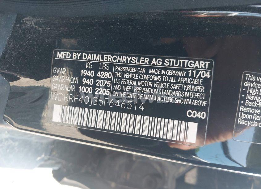 Photo 9 of 2005 Mercedes-benz C 230 KOMPRESSOR SPORT (VIN WDBRF40J35F646514)