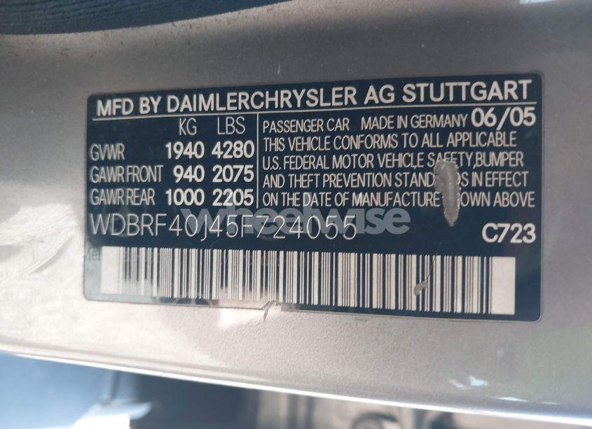 Photo 9 of 2005 Mercedes-benz C 230 KOMPRESSOR SPORT (VIN WDBRF40J45F724055)