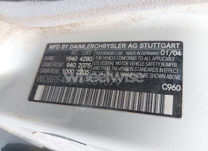 Photo 9 of 2004 Mercedes-benz C 230 KOMPRESSOR SPORT/SPORT (VIN WDBRF40J84F531079)