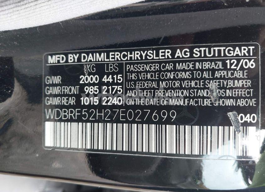 Photo 9 of 2007 Mercedes-benz C 230 SPORT (VIN WDBRF52H27E027699)