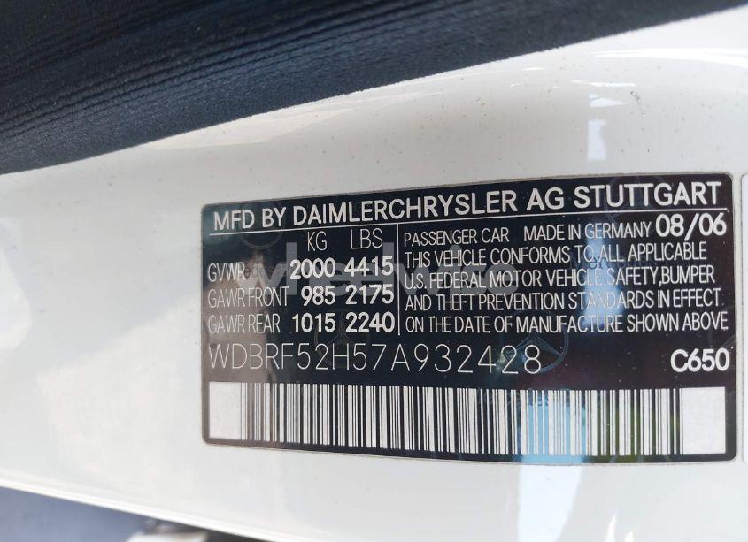 Photo 9 of 2007 Mercedes-benz C 230 SPORT (VIN WDBRF52H57A932428)