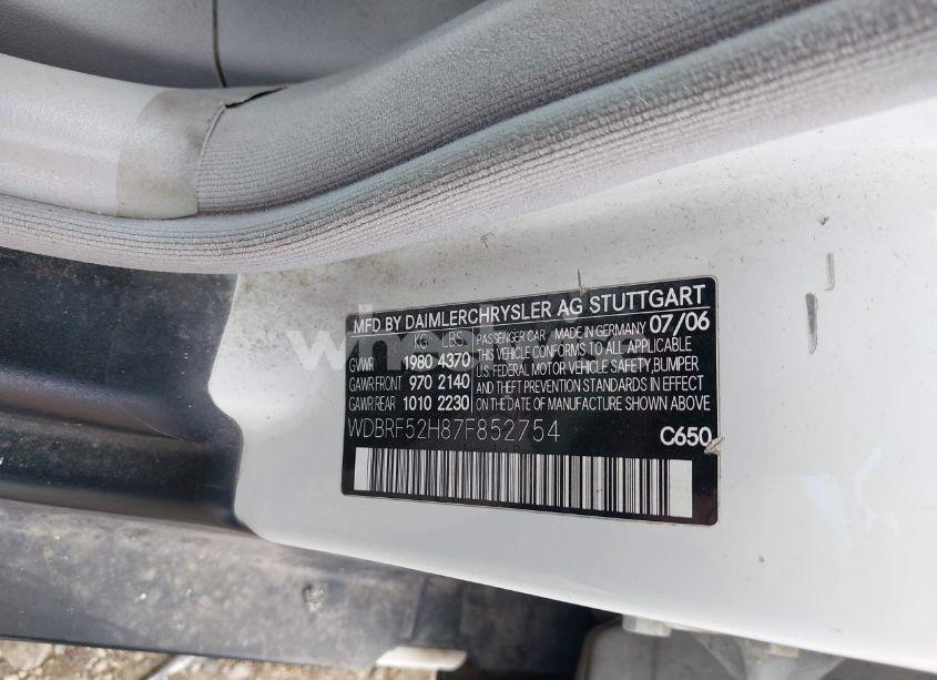 Photo 9 of 2007 Mercedes-benz C 230 SPORT (VIN WDBRF52H87F852754)