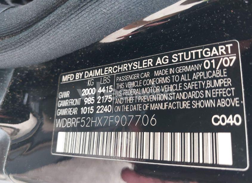 Photo 9 of 2007 Mercedes-benz C 230 SPORT (VIN WDBRF52HX7F907706)