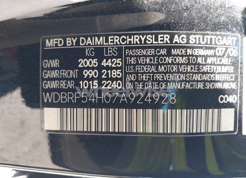 Photo 9 of 2007 Mercedes-benz C 280 LUXURY (VIN WDBRF54H07A924928)