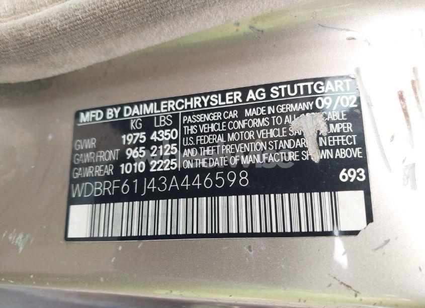Photo 9 of 2003 Mercedes-benz C 240 (VIN WDBRF61J43A446598)