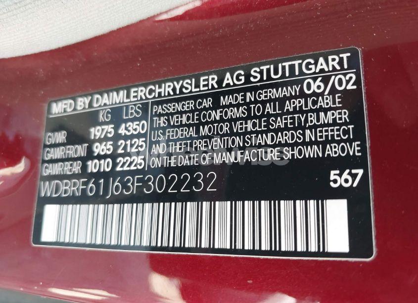 Photo 9 of 2003 Mercedes-benz C 240 (VIN WDBRF61J63F302232)