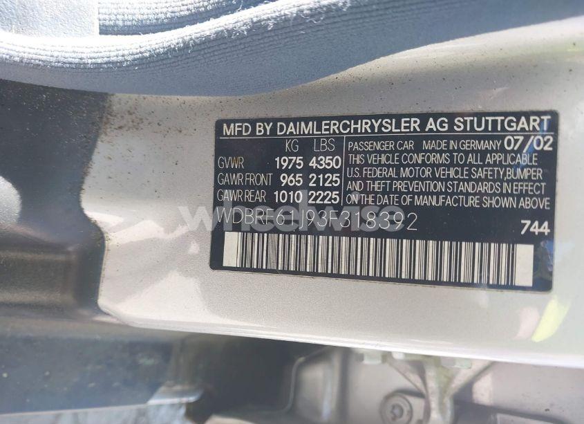 Photo 9 of 2003 Mercedes-benz C 240 (VIN WDBRF61J93F318392)