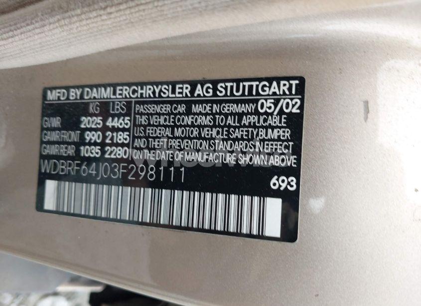 Photo 9 of 2003 Mercedes-benz C 320 SPORT (VIN WDBRF64J03F298111)