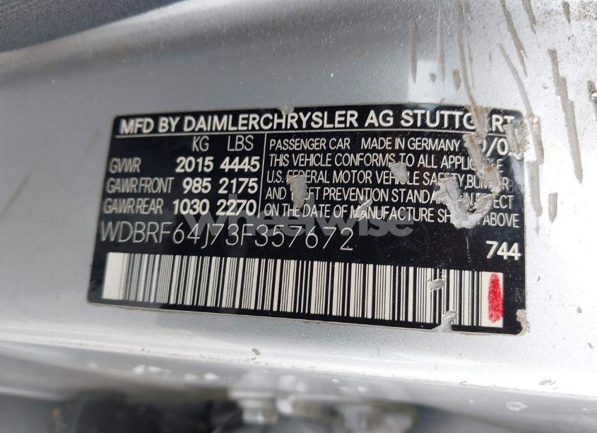 Photo 9 of 2003 Mercedes-benz C 320 SPORT (VIN WDBRF64J73F357672)