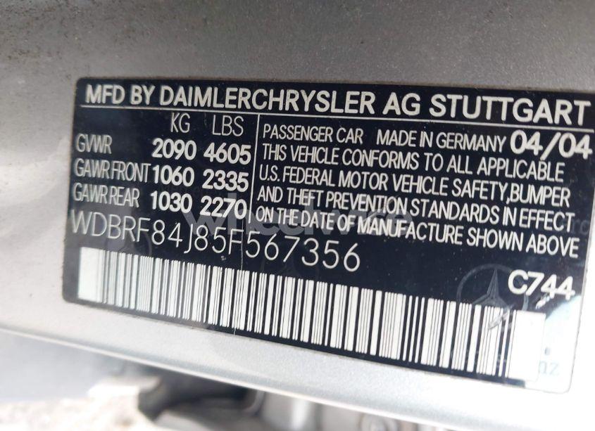 Photo 9 of 2005 Mercedes-benz C 320 LUXURY 4MATIC (VIN WDBRF84J85F567356)