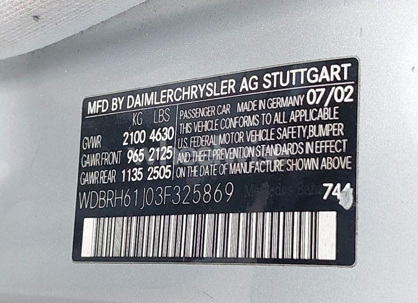 Photo 9 of 2003 Mercedes-benz C 240 (VIN WDBRH61J03F325869)