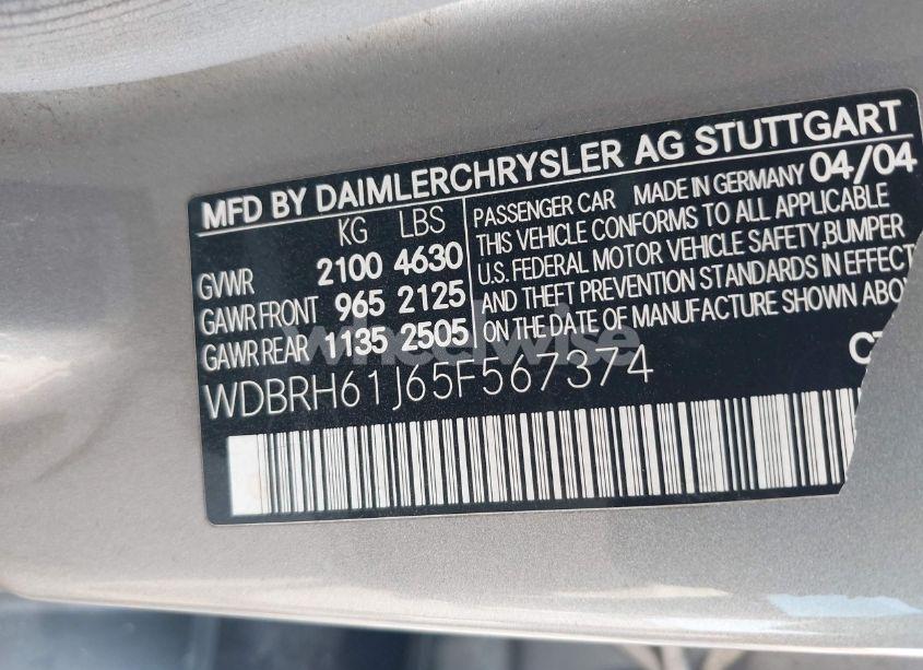 Photo 9 of 2005 Mercedes-benz C 240 LUXURY (VIN WDBRH61J65F567374)