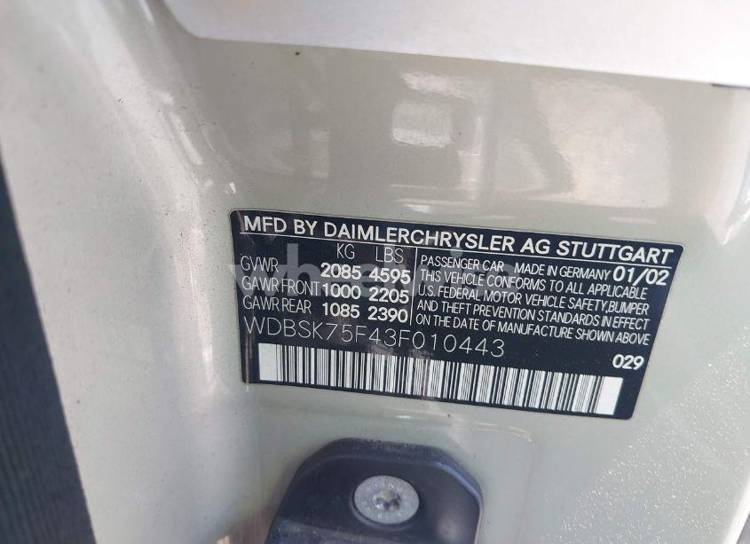 Photo 9 of 2003 Mercedes-benz Sl 500 (VIN WDBSK75F43F010443)