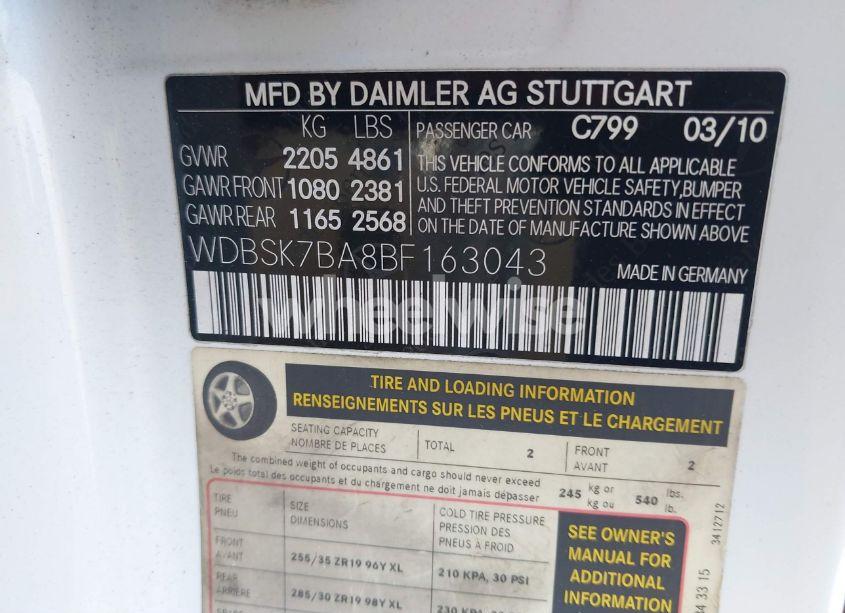 Photo 9 of 2011 Mercedes-benz Sl 550 (VIN WDBSK7BA8BF163043)