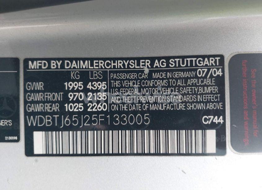 Photo 9 of 2005 Mercedes-benz Clk 320 (VIN WDBTJ65J25F133005)