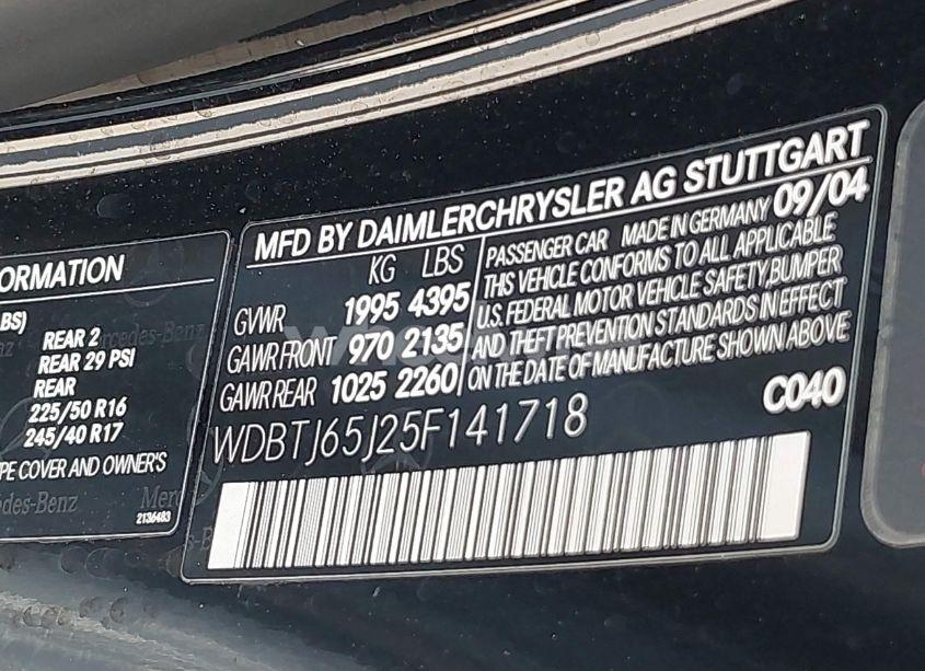 Photo 9 of 2005 Mercedes-benz Clk 320 (VIN WDBTJ65J25F141718)