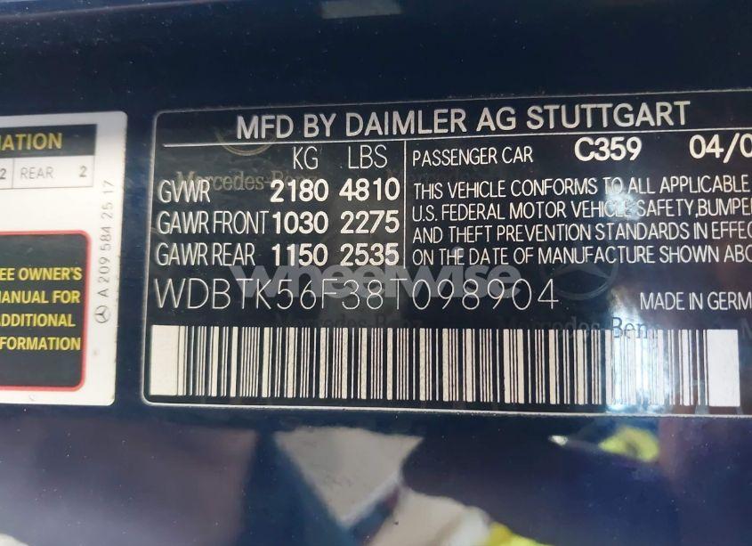 Photo 9 of 2008 Mercedes-benz Clk 350 (VIN WDBTK56F38T098904)