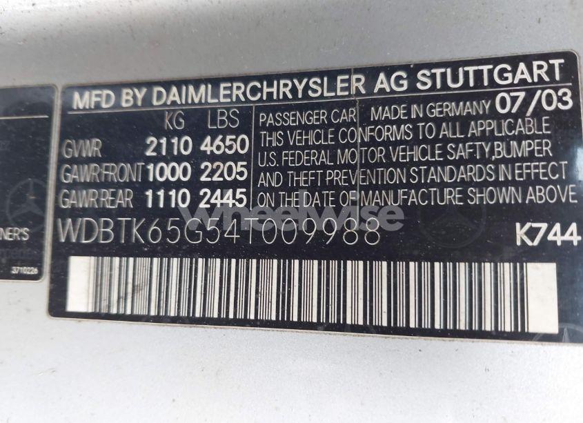 Photo 9 of 2004 Mercedes-benz Clk 320 (VIN WDBTK65G54T009988)