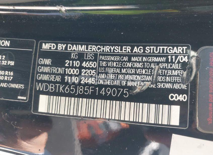 Photo 9 of 2005 Mercedes-benz Clk 320 (VIN WDBTK65J85F149075)