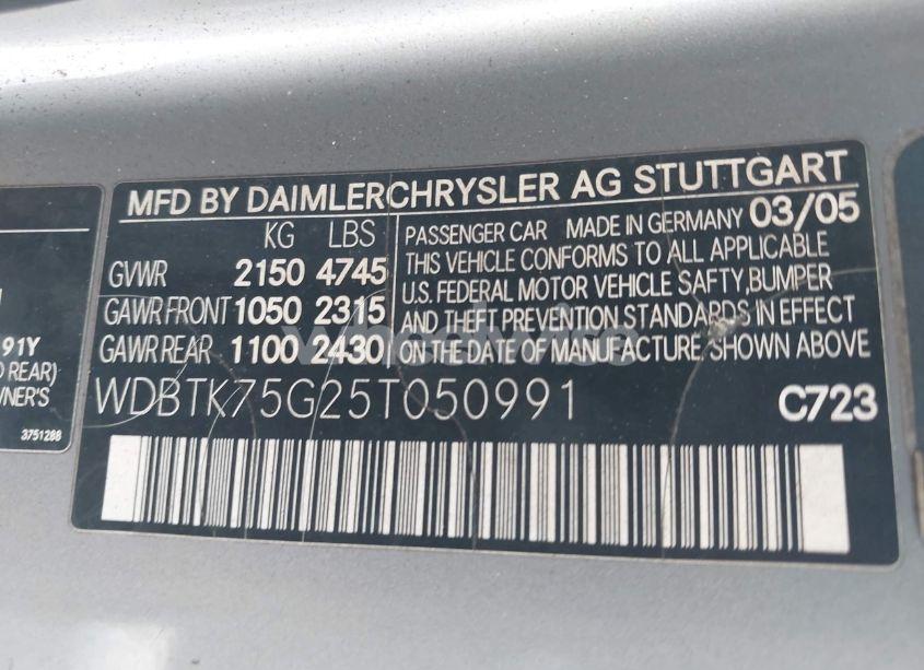 Photo 9 of 2005 Mercedes-benz Clk 500 (VIN WDBTK75G25T050991)