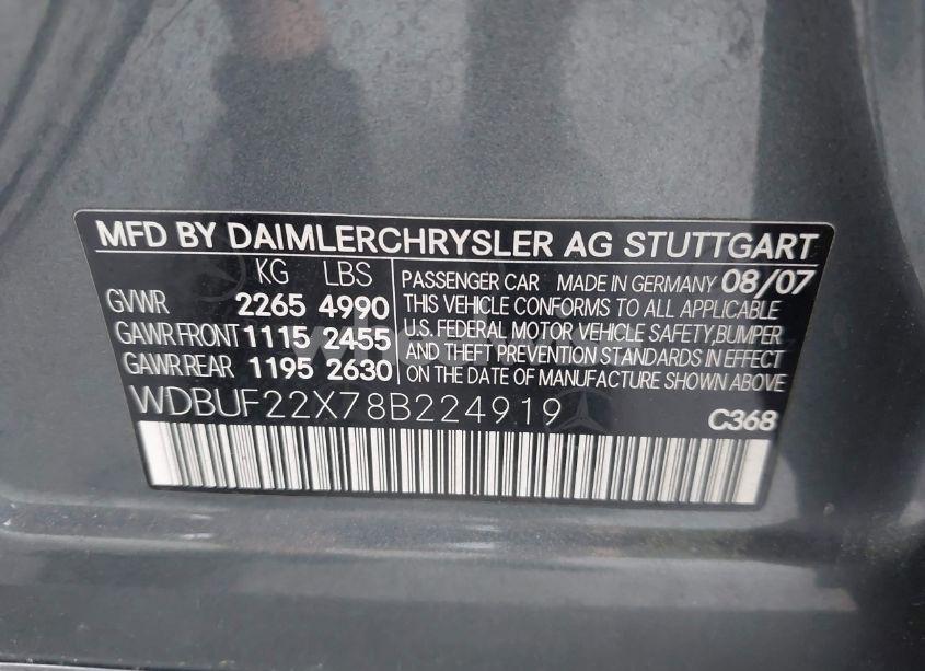 Photo 9 of 2008 Mercedes-benz E 320 BLUETEC (VIN WDBUF22X78B224919)