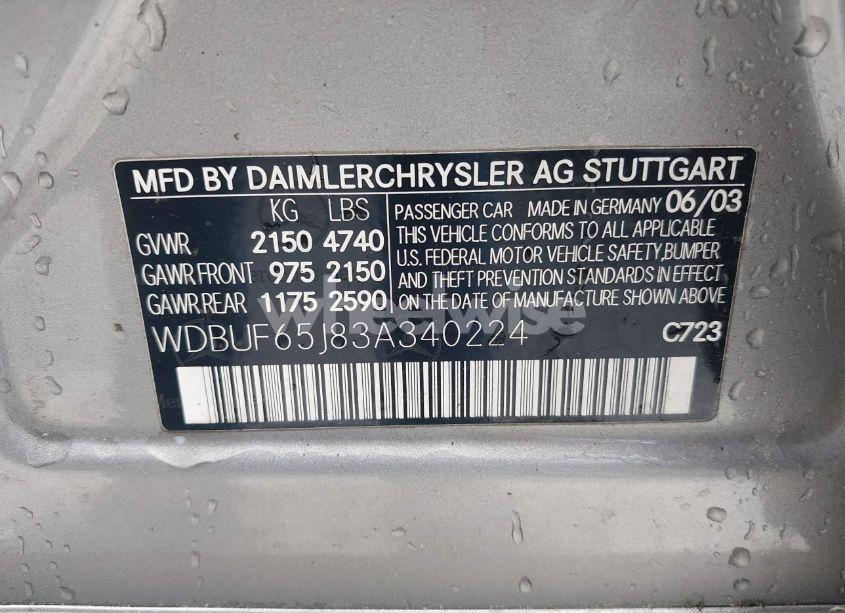 Photo 9 of 2003 Mercedes-benz E 320 (VIN WDBUF65J83A340224)