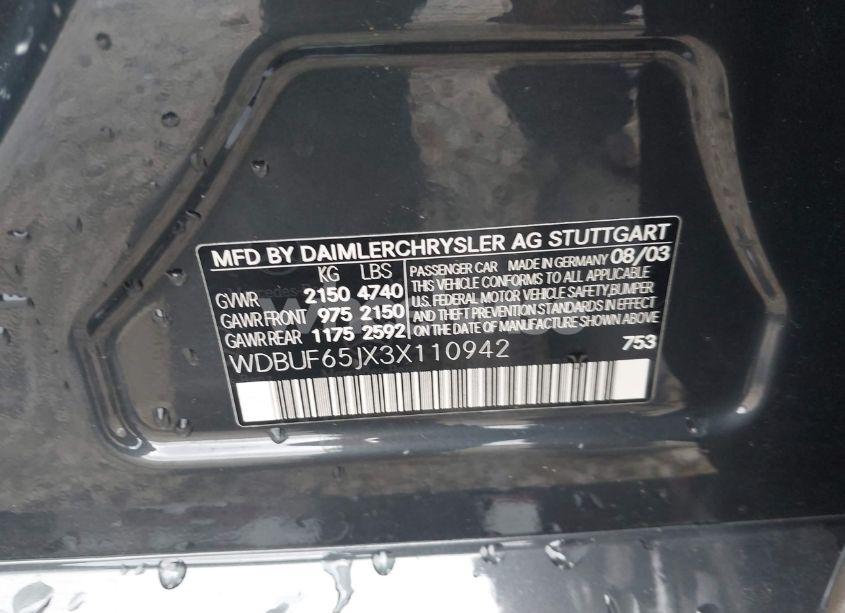 Photo 9 of 2003 Mercedes-benz E 320 (VIN WDBUF65JX3X110942)