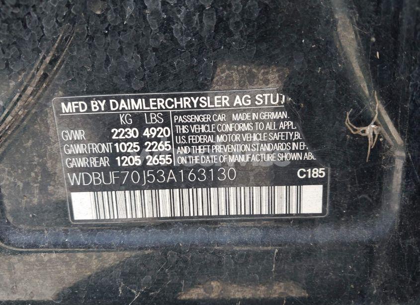 Photo 9 of 2003 Mercedes-benz E 500 (VIN WDBUF70J53A163130)