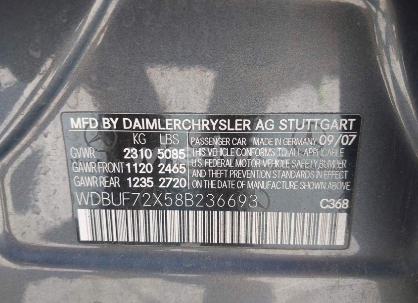 Photo 9 of 2008 Mercedes-benz E 550 (VIN WDBUF72X58B236693)