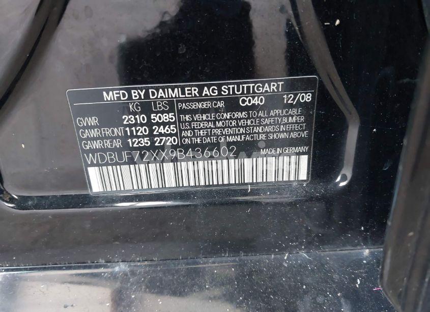 Photo 9 of 2009 Mercedes-benz E 550 (VIN WDBUF72XX9B436602)