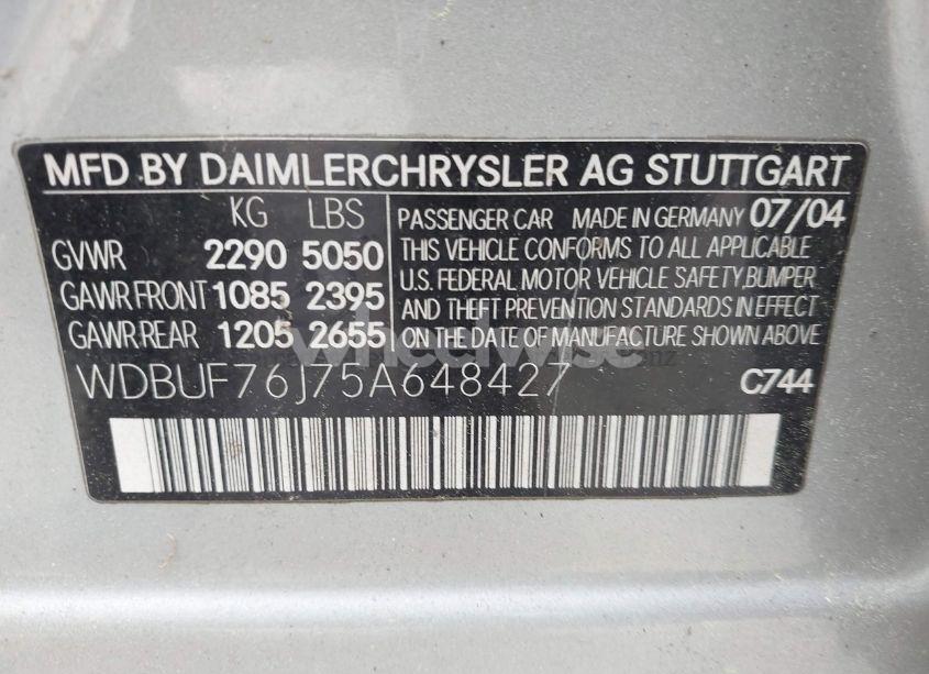 Photo 9 of 2005 Mercedes-benz E CLASS (VIN WDBUF76J75A648427)