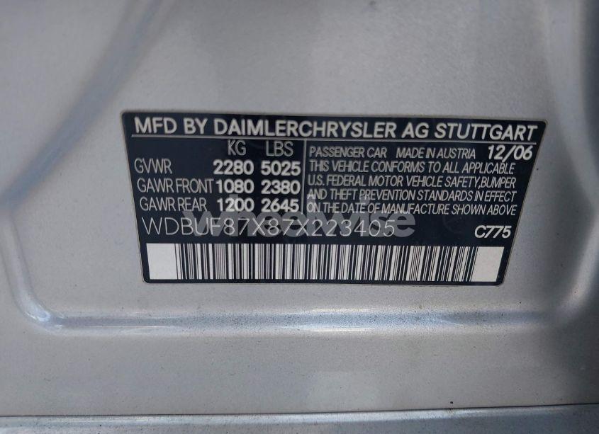 Photo 9 of 2007 Mercedes-benz E 350 4MATIC (VIN WDBUF87X87X223405)