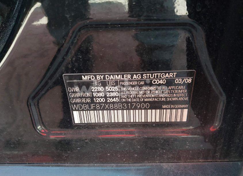 Photo 9 of 2008 Mercedes-benz E 350 4MATIC (VIN WDBUF87X88B317900)