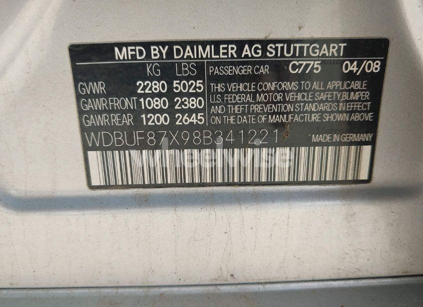 Photo 9 of 2008 Mercedes-benz E 350 4MATIC (VIN WDBUF87X98B341221)