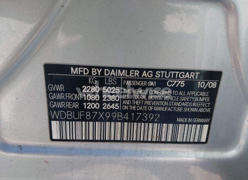 Photo 9 of 2009 Mercedes-benz E 350 4MATIC (VIN WDBUF87X99B417392)