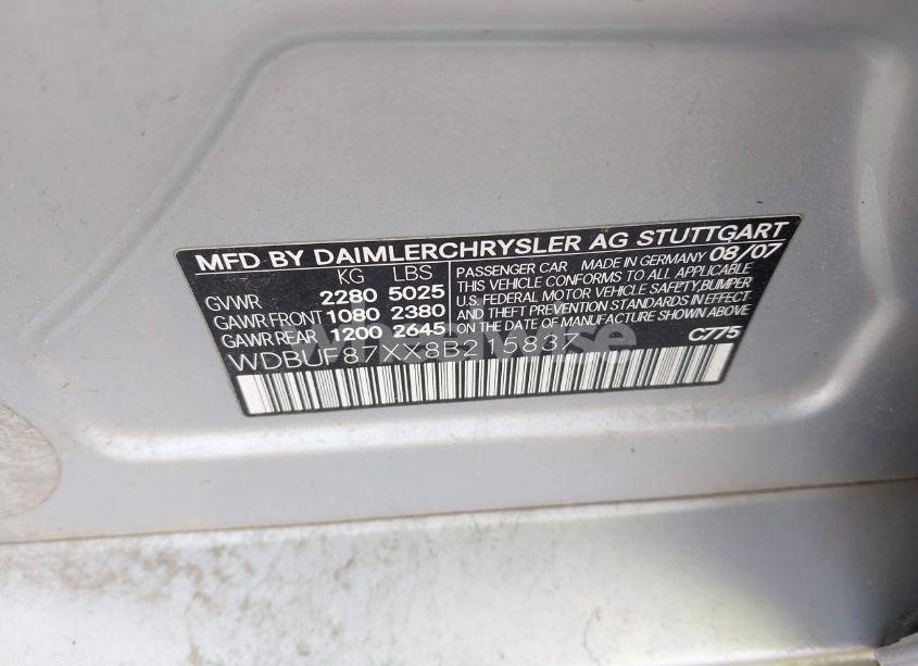 Photo 9 of 2008 Mercedes-benz E 350 4MATIC (VIN WDBUF87XX8B215837)